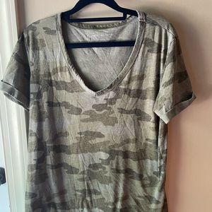 Green camo V-neck shirt